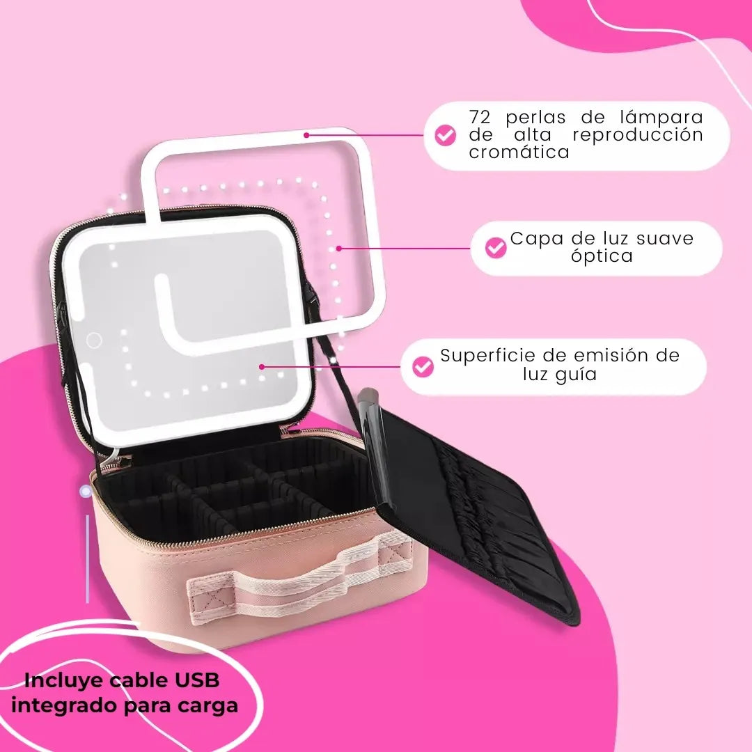 Estuche Maquillaje Portátil Con Luz LED