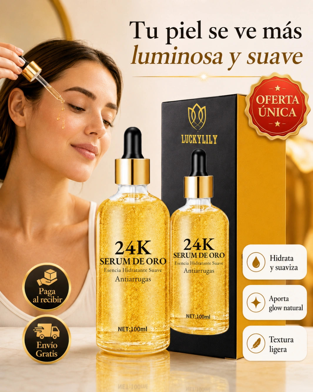 SERUM ORO 24K 100ML: Piel más luminosa y suave