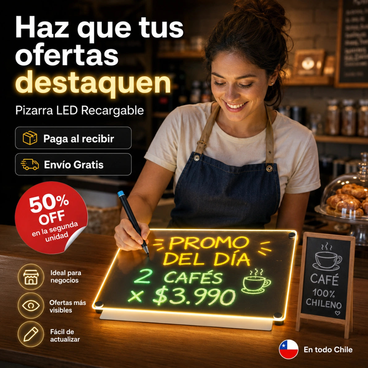 LumiDraw - Dibuja y crea con luz: Pizarra Mágica 20cm X 30cm Luz Led usb
