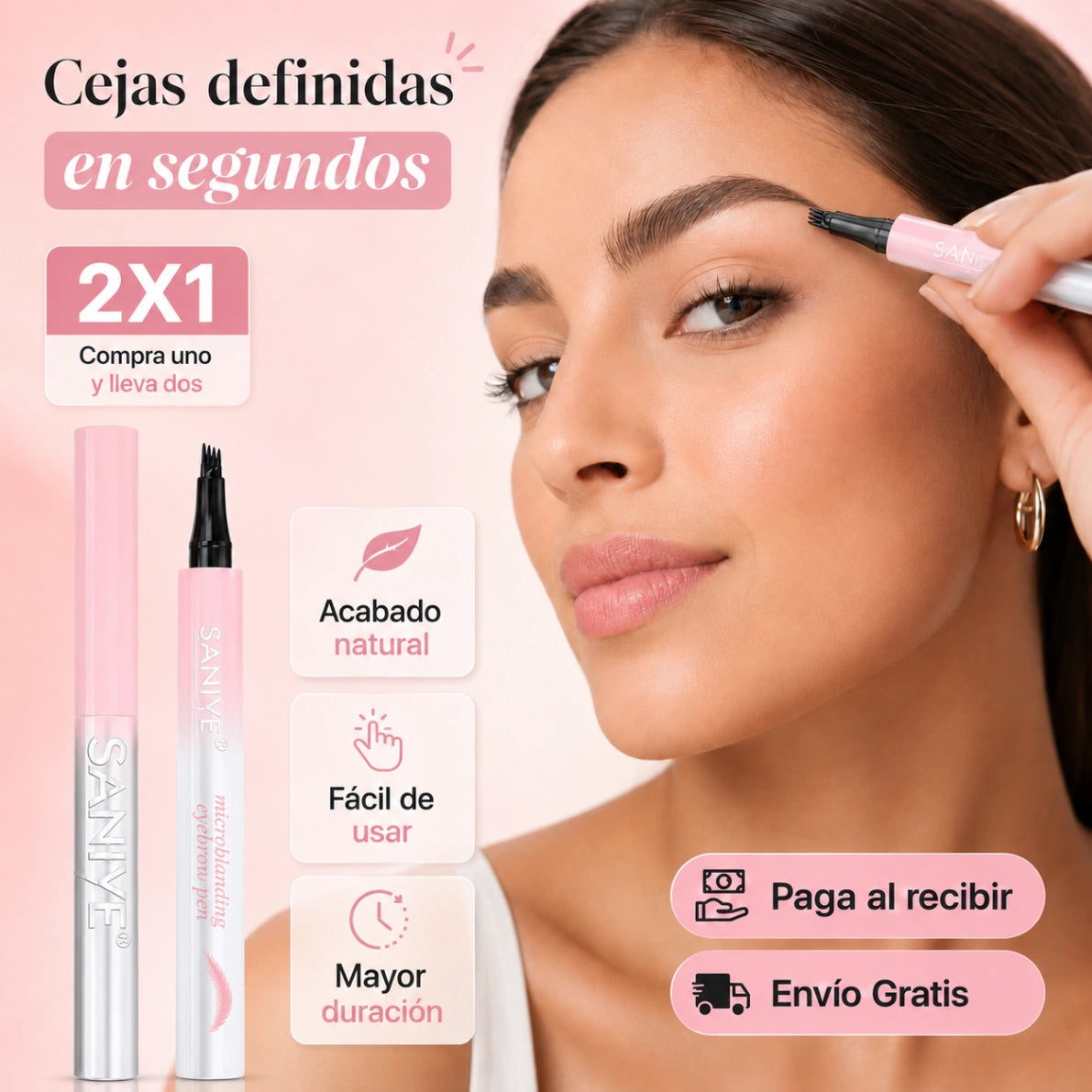 BrowLine - Cejas definidas en segundos: Lápiz de cejas impermeable 4 puntas.