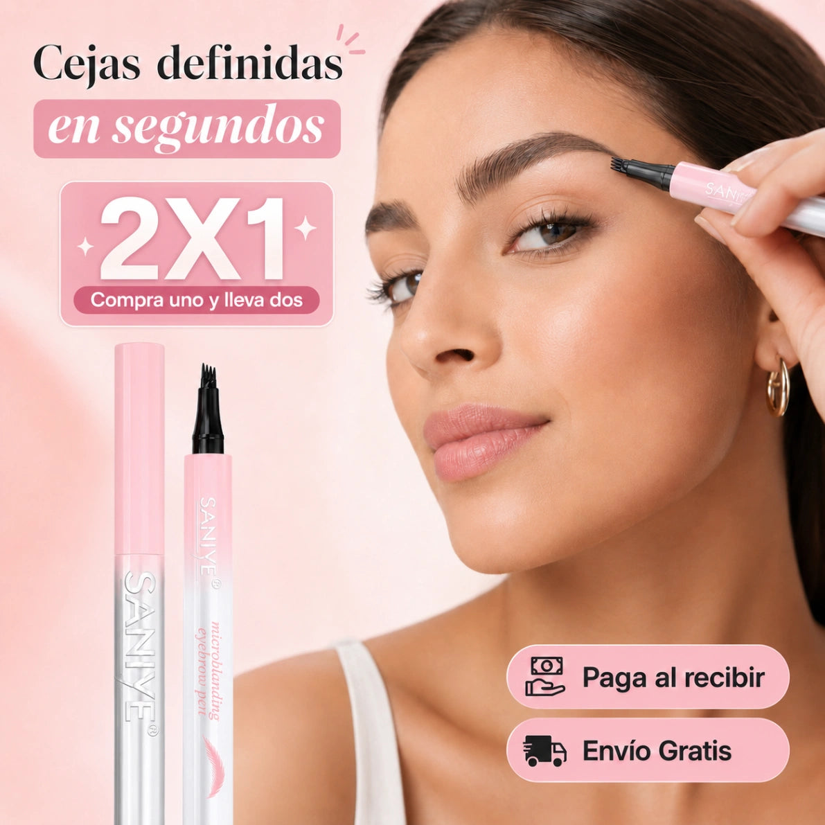 BrowLine - Cejas definidas en segundos: Lápiz de cejas impermeable 4 puntas.