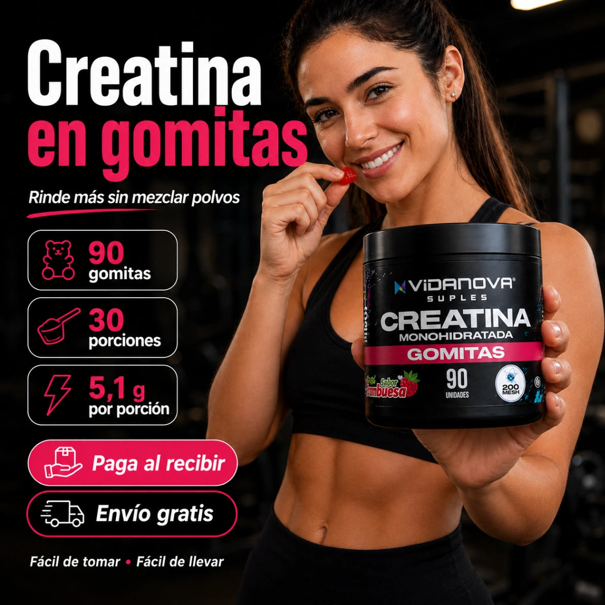 Creatina en gomitas: la forma más fácil de rendir más sin mezclar polvos