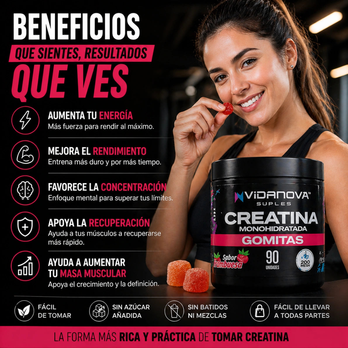Creatina en gomitas: la forma más fácil de rendir más sin mezclar polvos