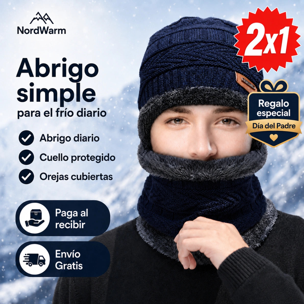NordWarm - Abrigo diario para el frío, Gorro y bufanda.