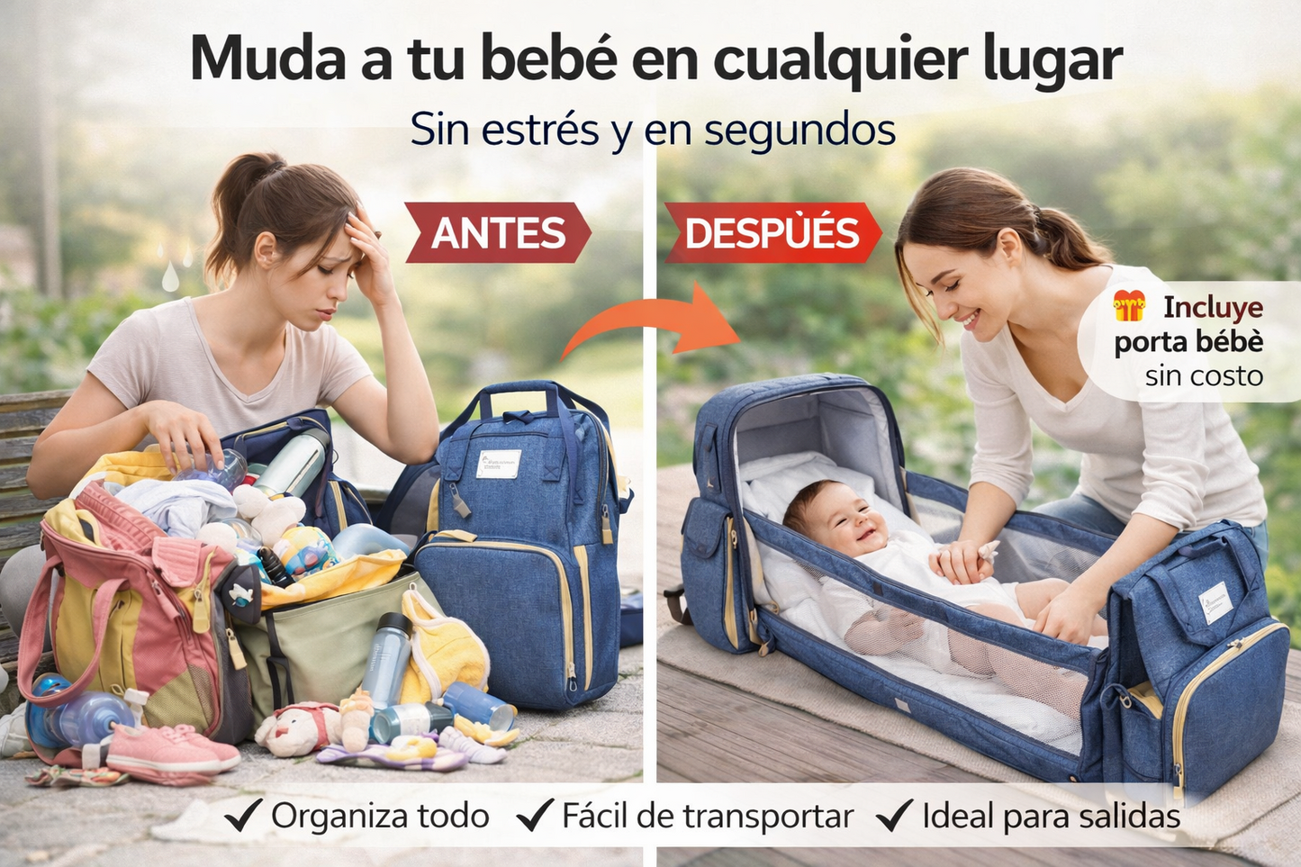 X - Mochila mudador 2 en 1